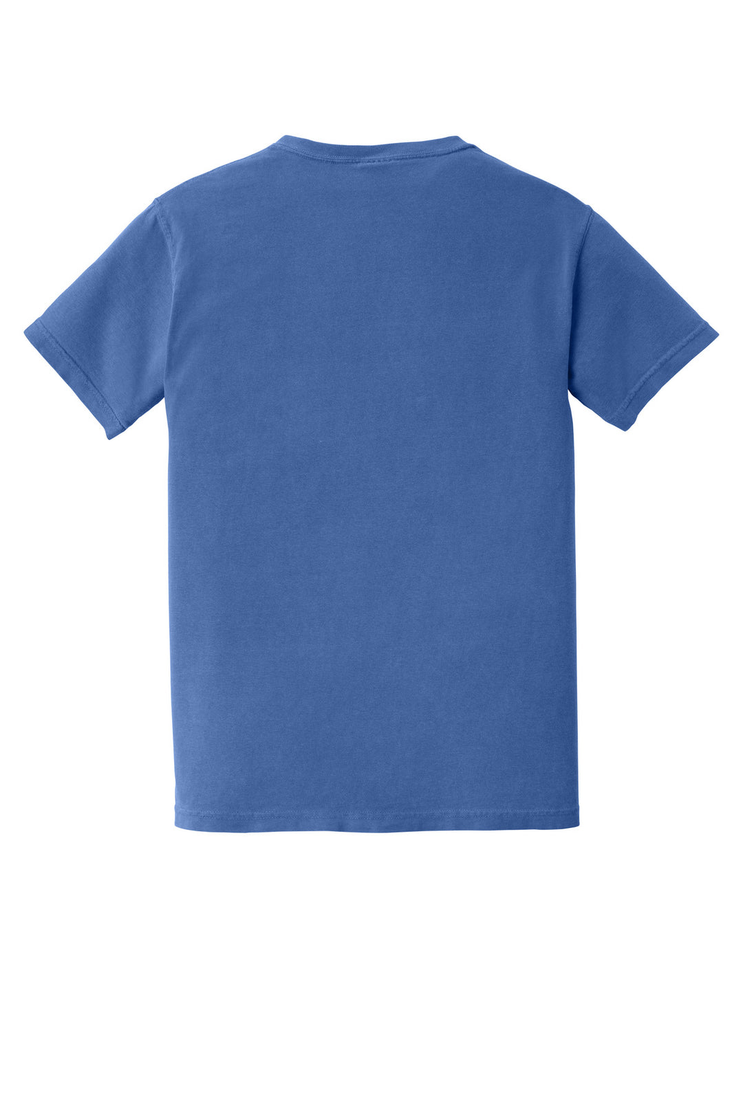 Rear View of Flo Blue COMFORT COLORS Heavyweight Ring Spun Pocket Tee. 6030