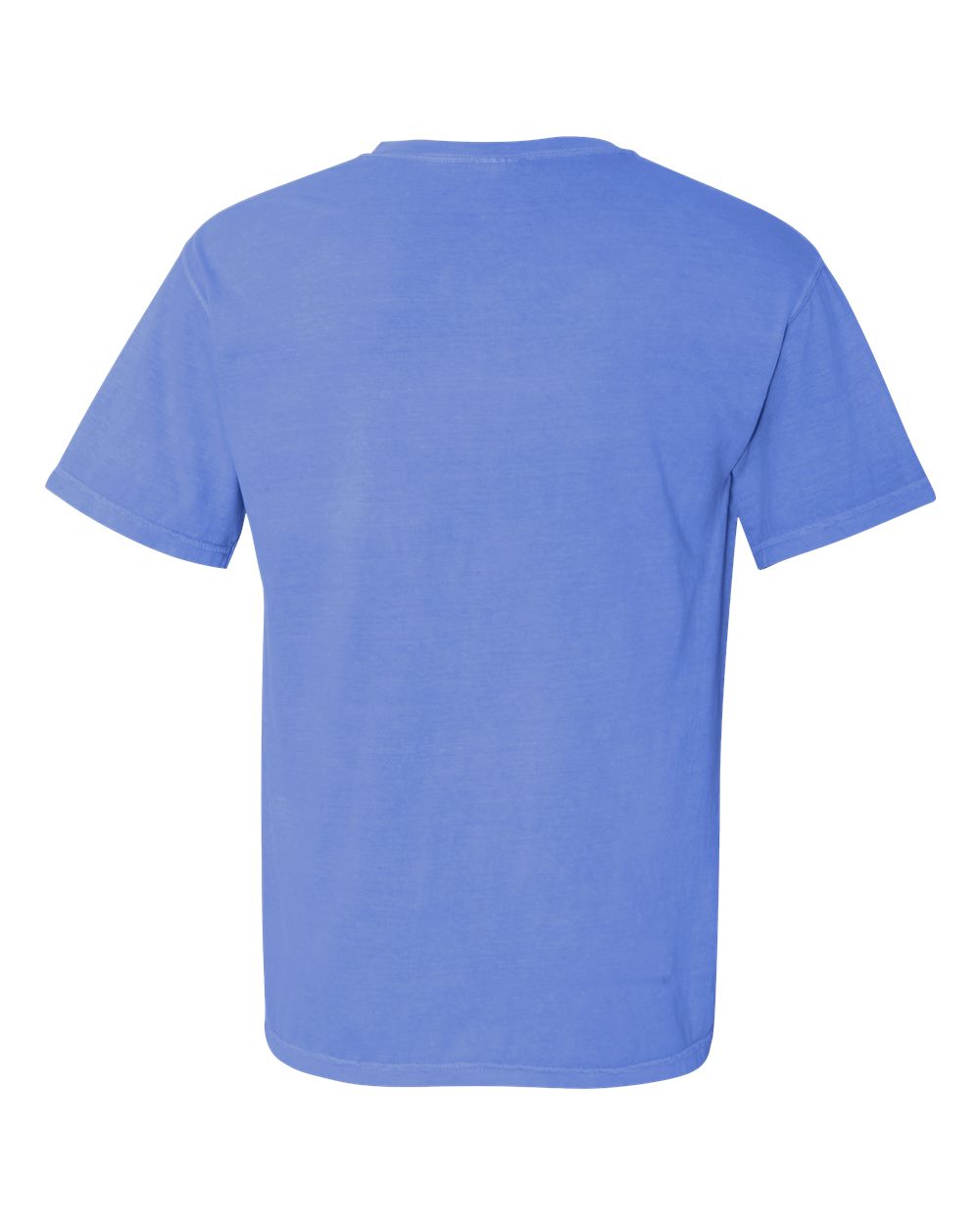 Rear View of Flo Blue Garment-Dyed Heavyweight Pocket T-Shirt - 6030
