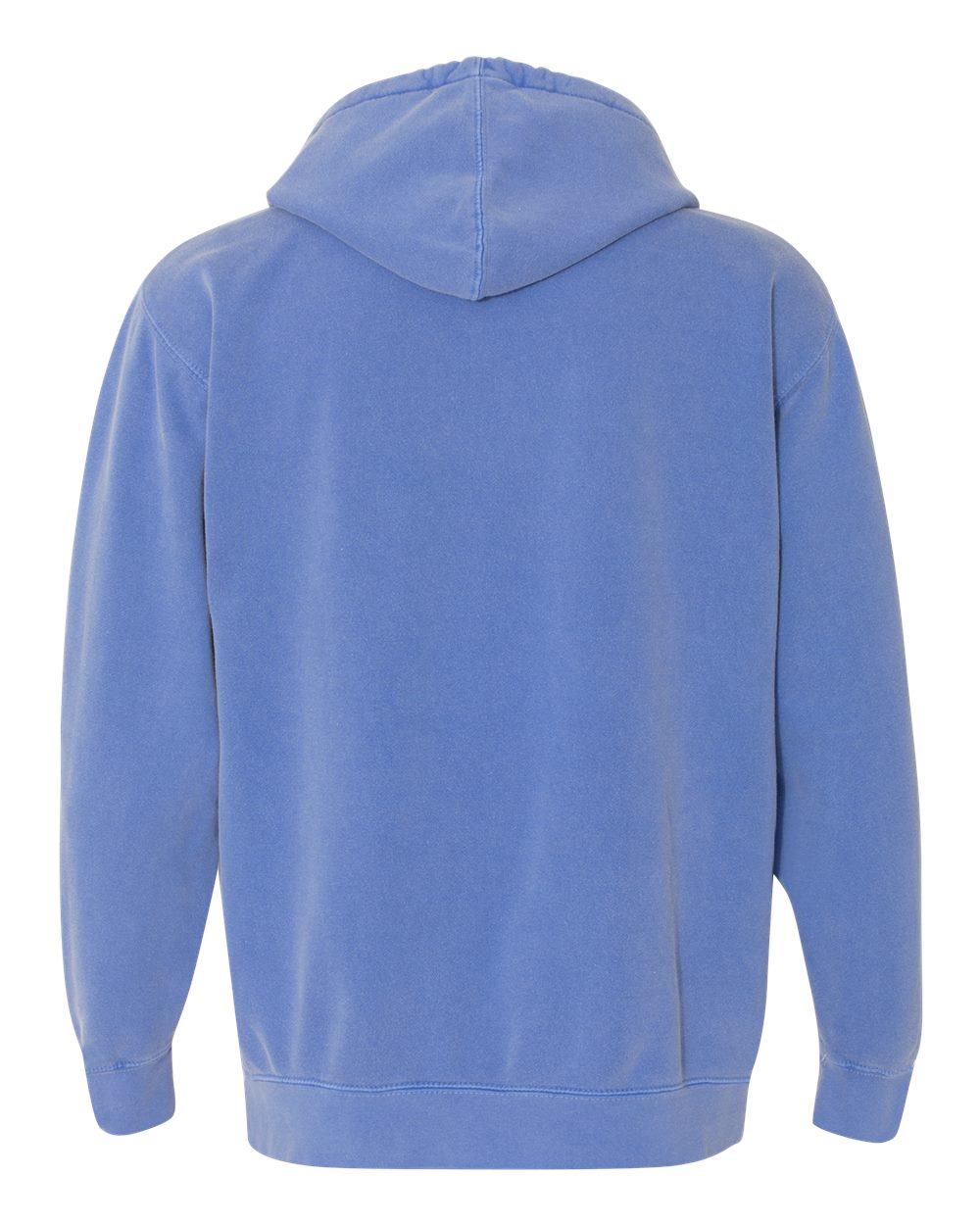 Rear View of Flo Blue Garment-Dyed Hooded Sweatshirt - 1567