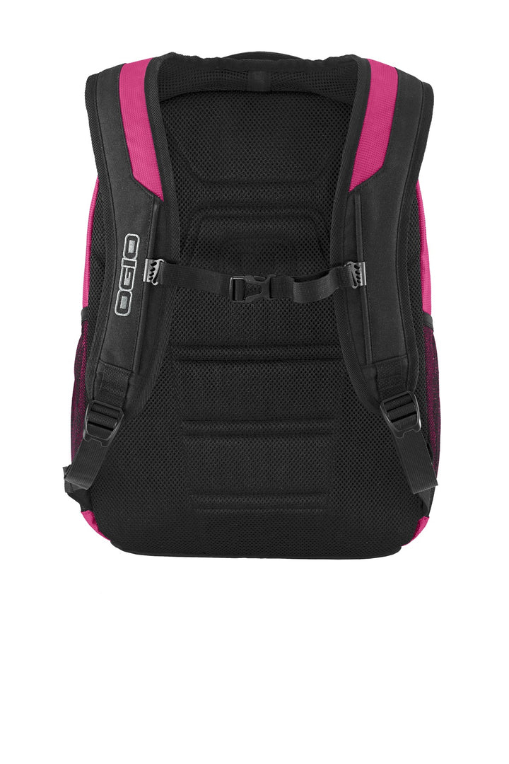 Rear View of Flush Pink OGIO Logan Pack. 411092