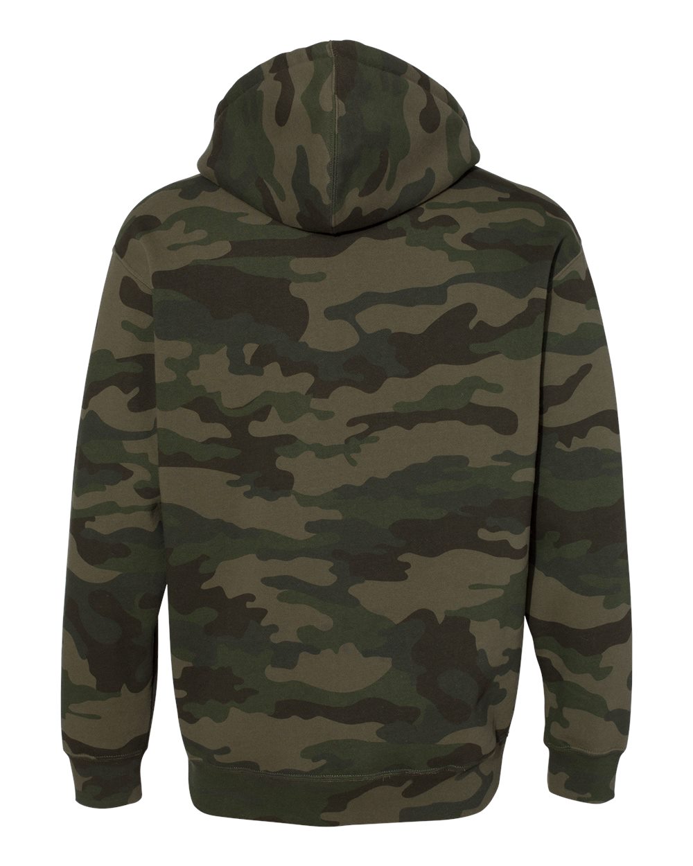 Rear View of Forest Camo Heavyweight Hooded Sweatshirt - IND4000