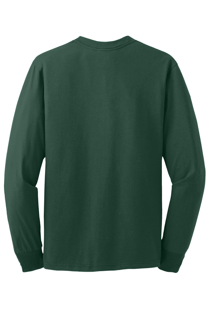 Rear View of Forest Green Jerzees - Dri-Power 50/50 Cotton/Poly Long Sleeve T-Shirt. 29LS