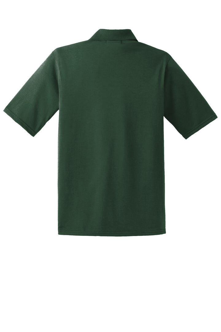 Rear View of Forest Green Jerzees Dri-Power Pocket Sport Shirt. 436MP