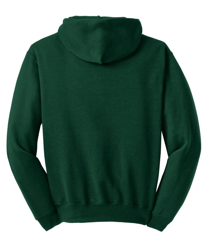 Rear View of Forest Green Jerzees NuBlend Pullover Hooded Sweatshirt. 996M
