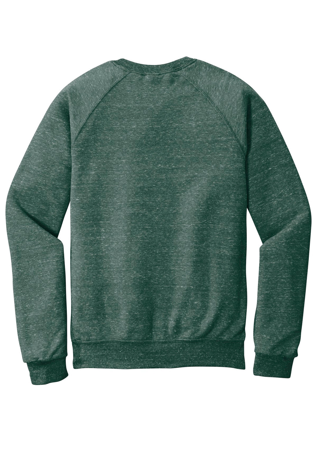 Rear View of Forest Green Jerzees Snow Heather French Terry Raglan Crew 91M