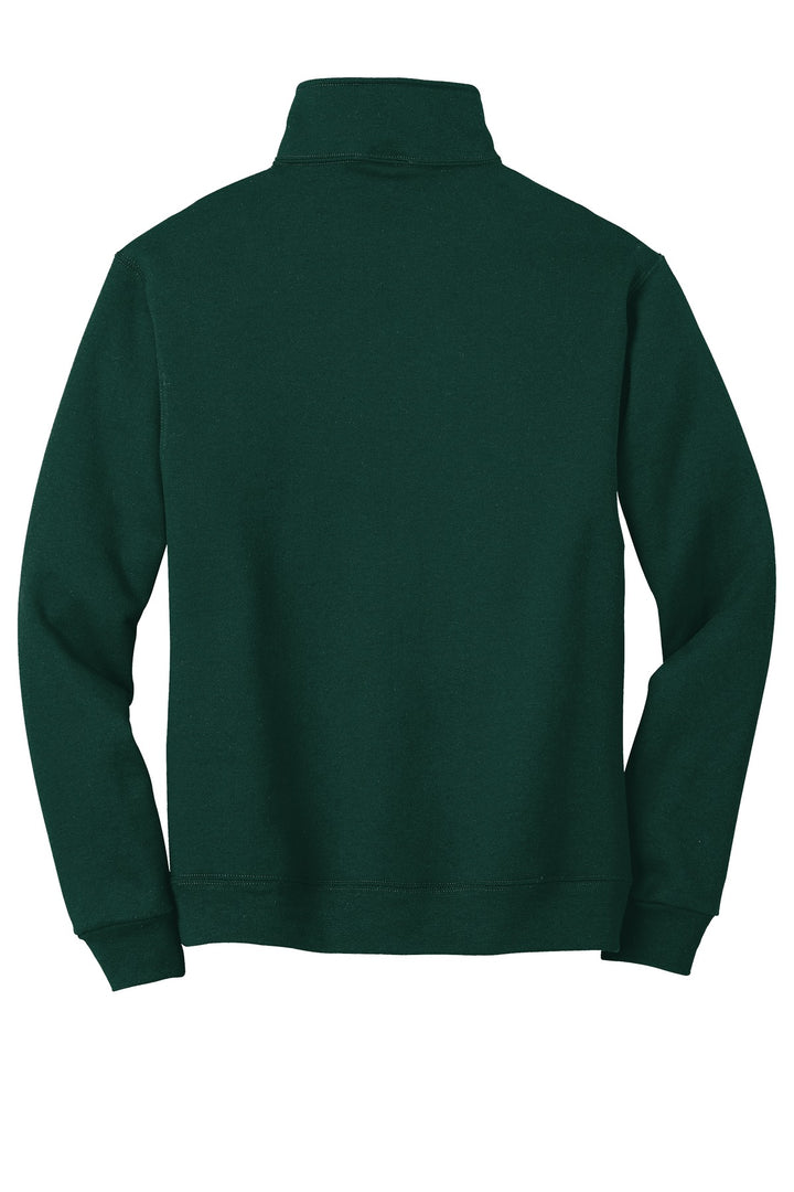 Rear View of Forest Green Jerzees Super Sweats NuBlend - 1/4-Zip Sweatshirt with Cadet Collar. 4528M