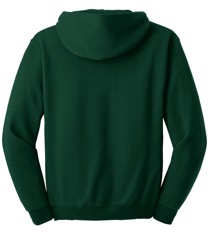 Rear View of Forest Green Jerzees Super Sweats NuBlend - Pullover Hooded Sweatshirt. 4997M