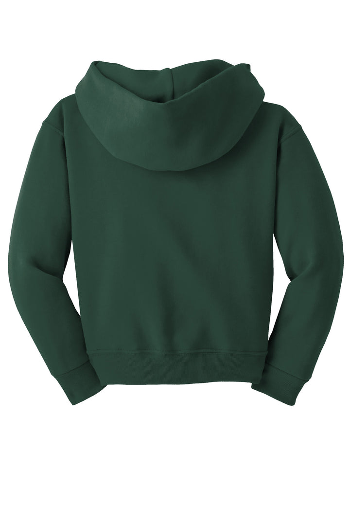 Rear View of Forest Green Jerzees - Youth NuBlend Pullover Hooded Sweatshirt. 996Y