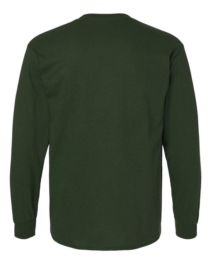 Rear View of Forest Green Ultra Cotton® Long Sleeve T-Shirt - 2400
