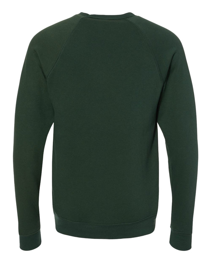 Rear View of Forest Sponge Fleece Raglan Crewneck Sweatshirt - 3901