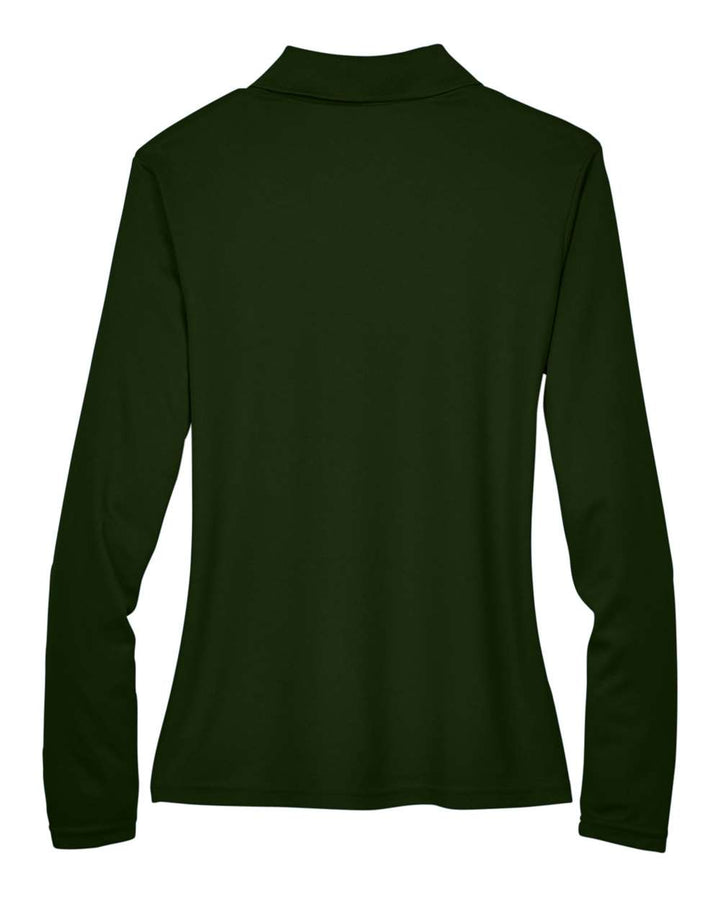 Rear View of Forest Women's Pinnacle Performance Long Sleeve Piqué Polo - 78192