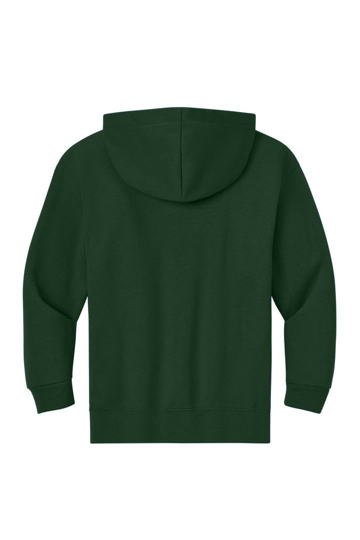 Rear View of ForestGrn Jerzees - Youth NuBlend Full-Zip Hooded Sweatshirt. 993B