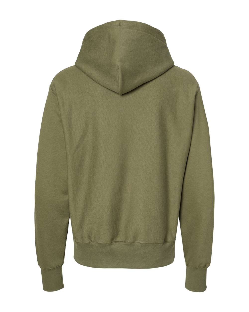 Rear View of Fresh Olive Reverse Weave® Hooded Sweatshirt - S101