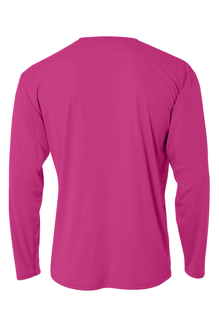 Rear View of Fuchsia A4 Cooling Performance Long Sleeve Tee A4N3165