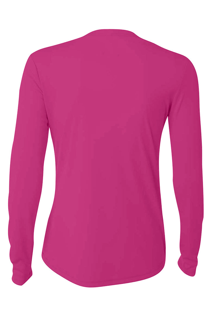 Rear View of Fuchsia A4 Women's Cooling Performance Long Sleeve Tee A4NW3002