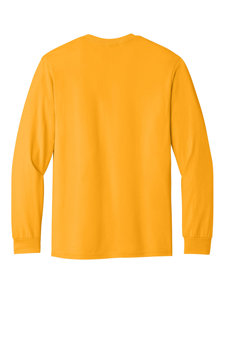 Rear View of Gold Gildan - Heavy Cotton 100% Cotton Long Sleeve T-Shirt. 5400