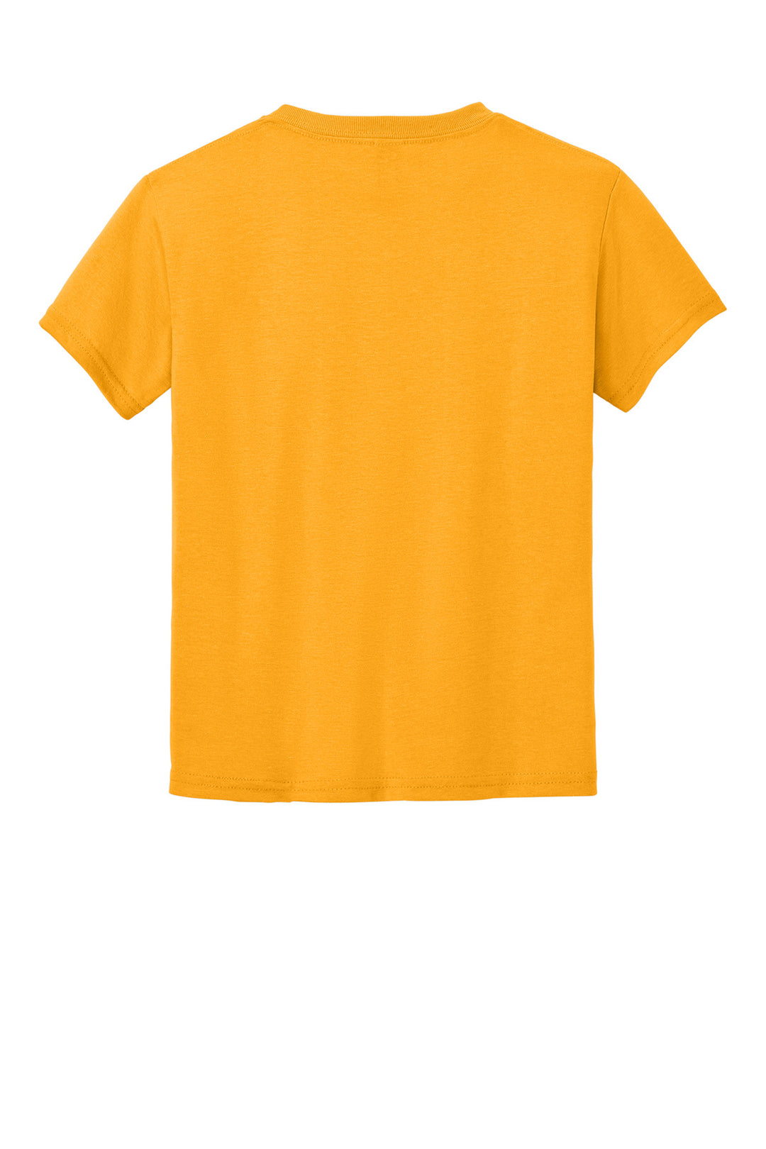 Rear View of Gold Gildan Youth DryBlend 50 Cotton/50 Poly T-Shirt. 8000B