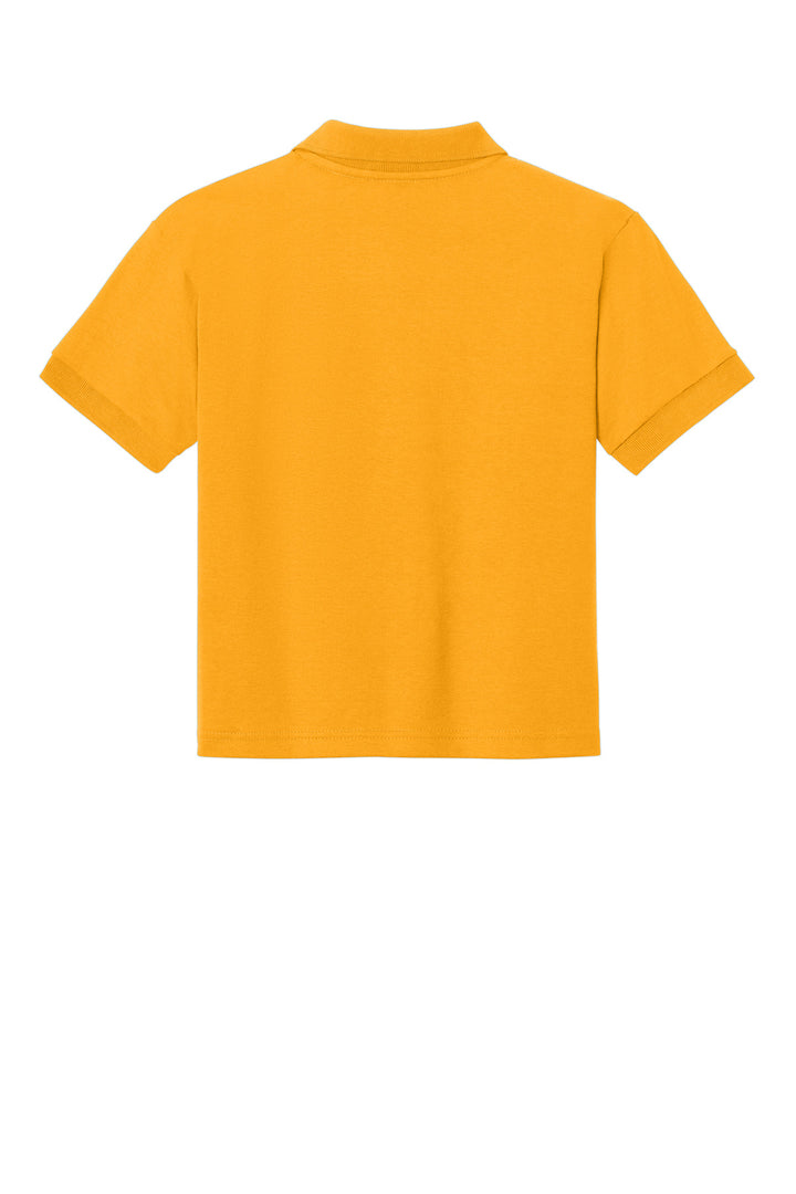 Rear View of Gold Gildan Youth DryBlend 6-Ounce Jersey Knit Sport Shirt. 8800B