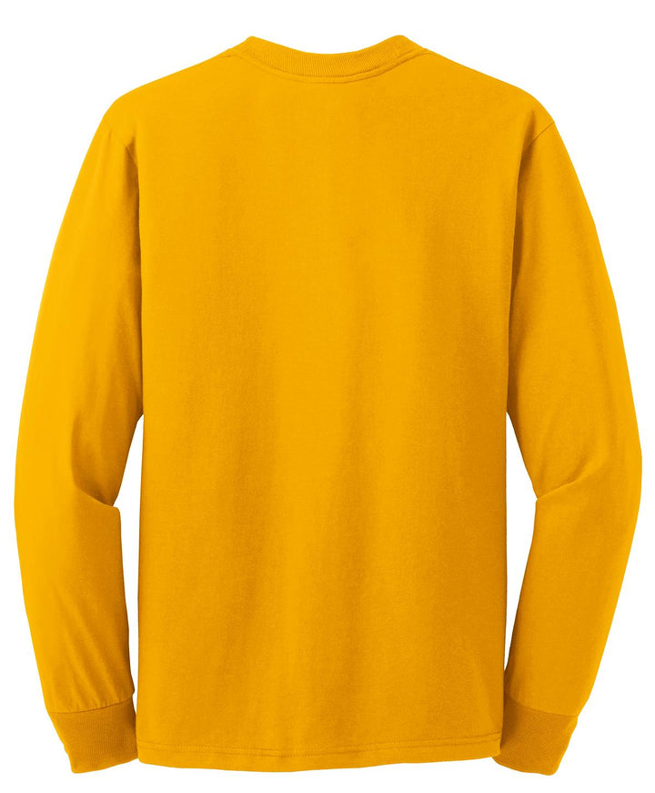 Rear View of Gold Jerzees - Dri-Power 50/50 Cotton/Poly Long Sleeve T-Shirt. 29LS