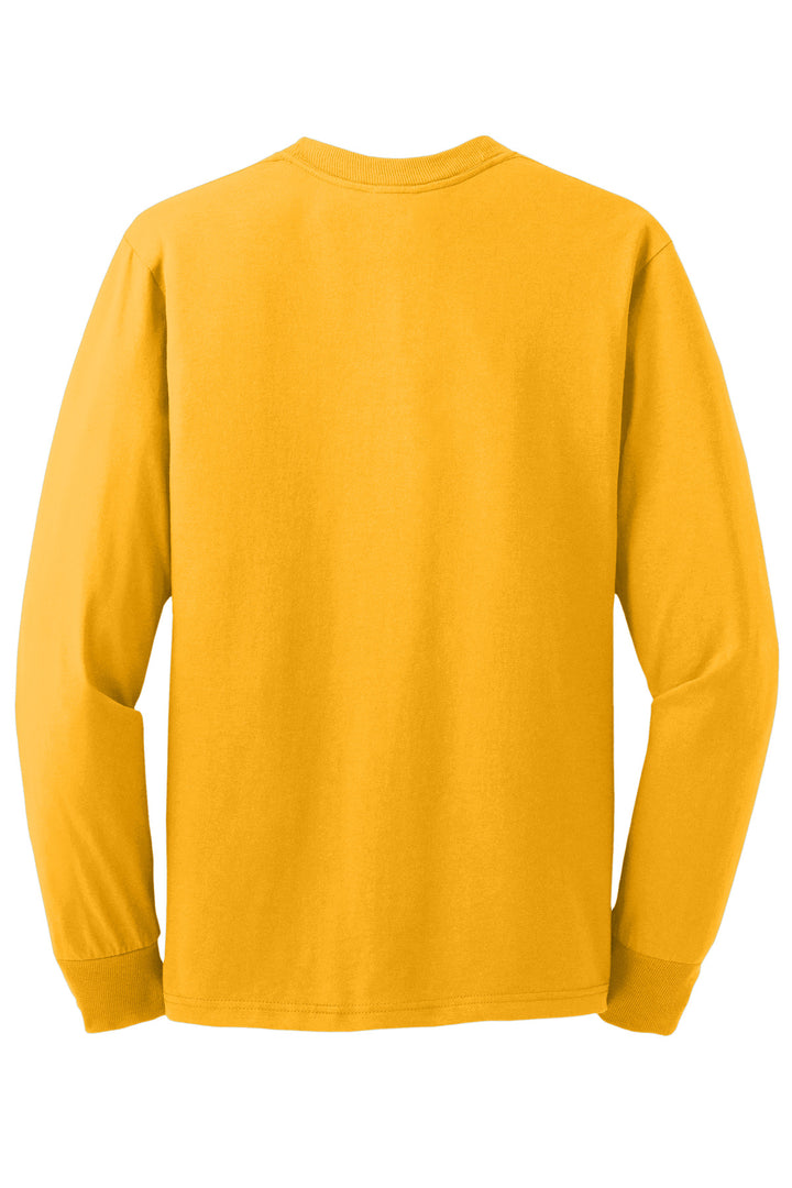 Rear View of Gold Jerzees - Dri-Power 50/50 Cotton/Poly Long Sleeve T-Shirt. 29LS