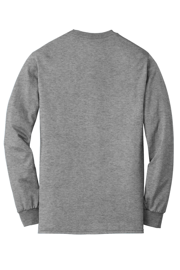 Rear View of GphHeather Gildan - DryBlend 50 Cotton/50 Poly Long Sleeve T-Shirt. 8400