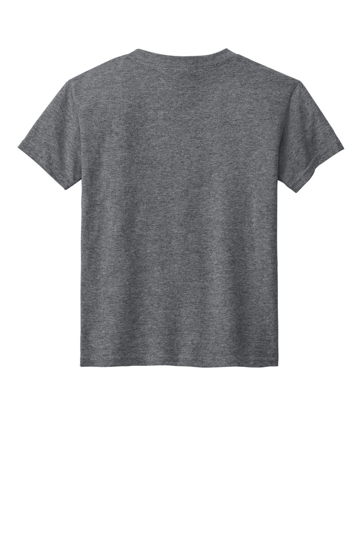 Rear View of GphHeather Gildan Youth DryBlend 50 Cotton/50 Poly T-Shirt. 8000B