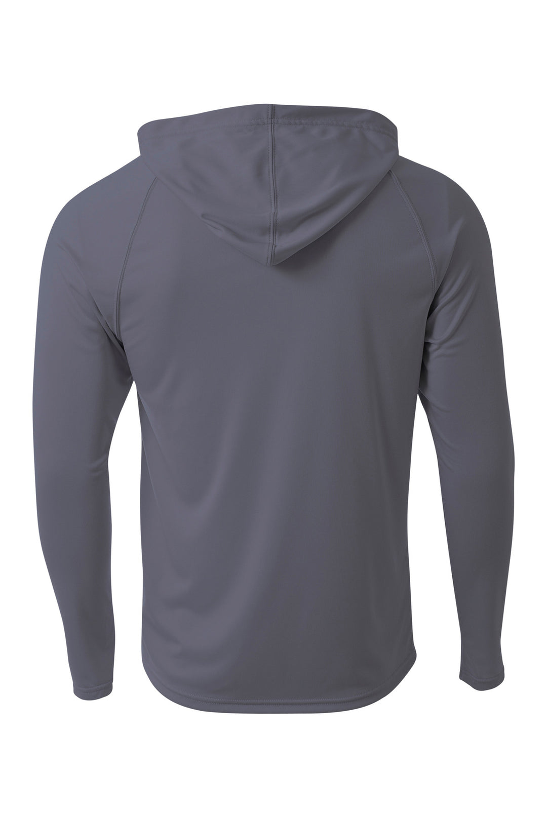 Rear View of Graphite A4 Cooling Performance Long Sleeve Hooded Tee A4N3409