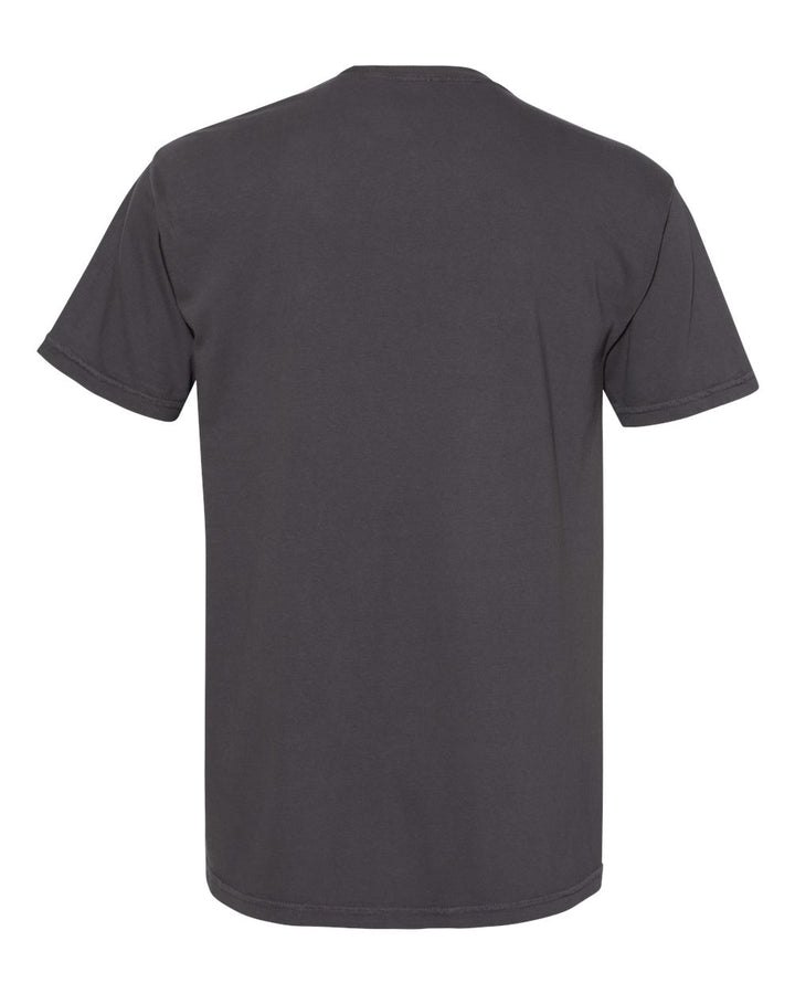 Rear View of Graphite Garment-Dyed Heavyweight Pocket T-Shirt - 6030