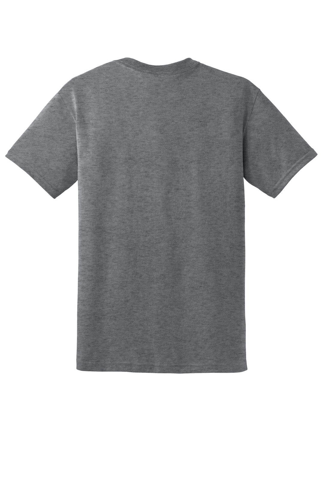 Rear View of Graphite Hthr Gildan DryBlend 50 Cotton/50 Poly T-Shirt. 8000