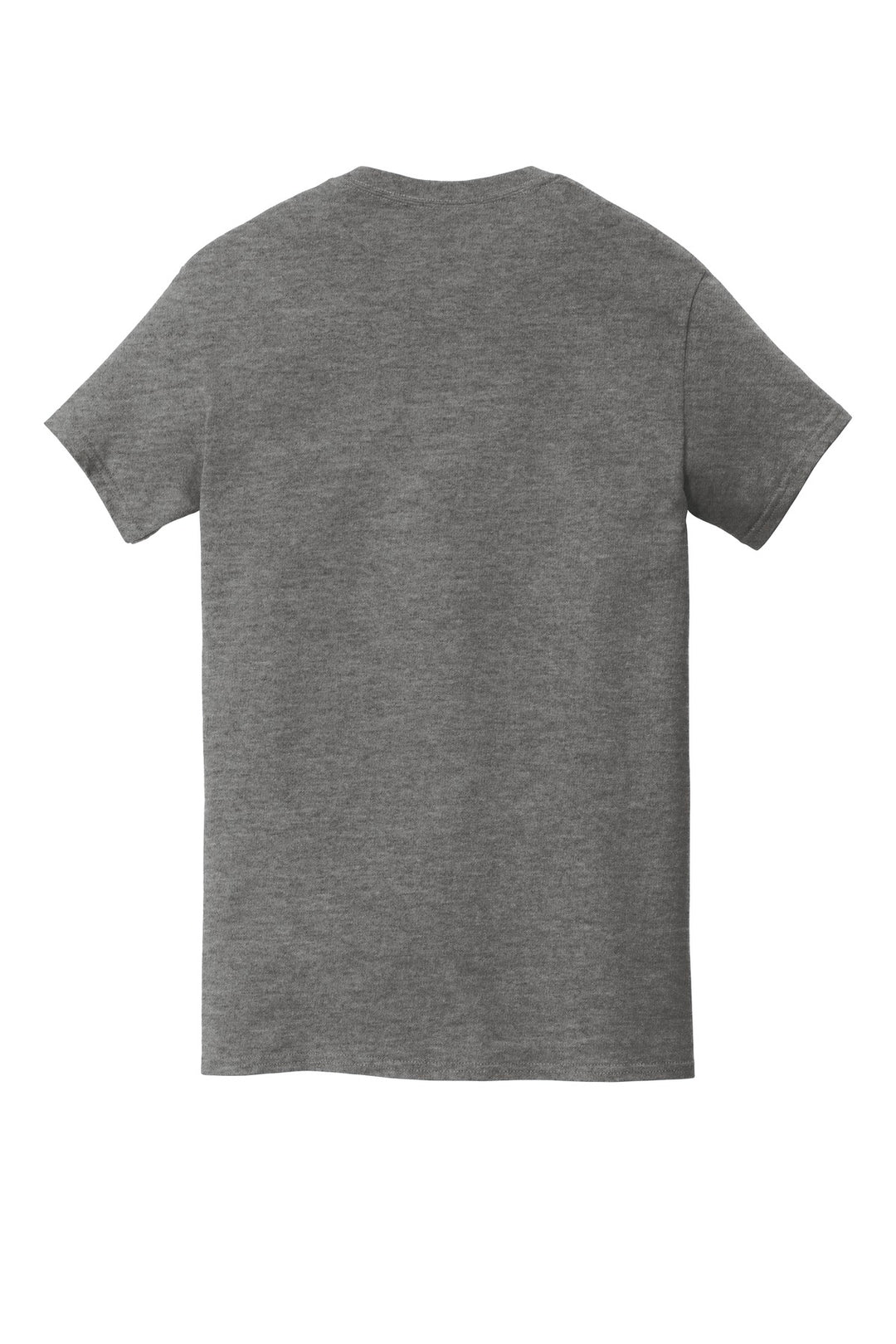 Rear View of Graphite Hthr Gildan Heavy Cotton 100% Cotton Pocket T-Shirt. 5300