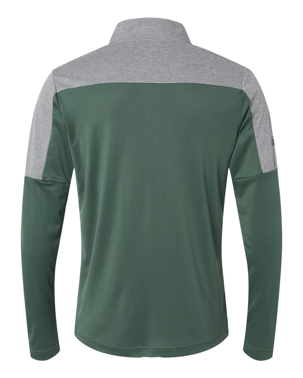 Rear View of Green Oxide/ Grey Three Melange Lightweight Quarter-Zip Pullover - A552