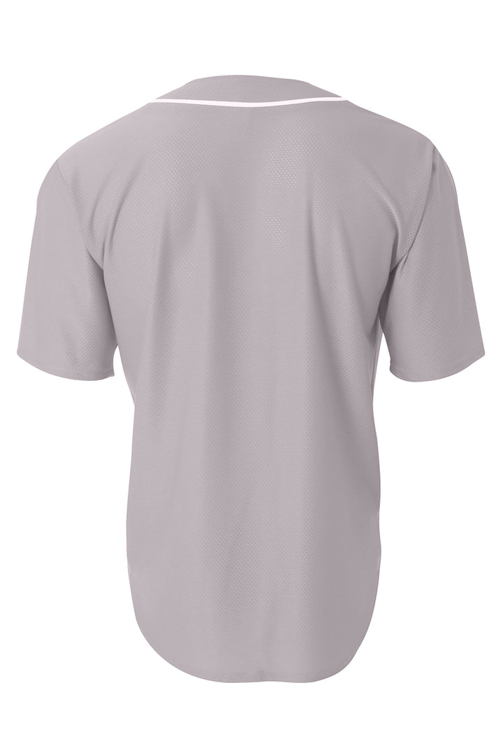 Rear View of Grey A4 Short Sleeve Full-Button Baseball Top A4N4184