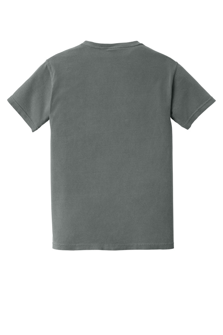 Rear View of Grey COMFORT COLORS Heavyweight Ring Spun Pocket Tee. 6030