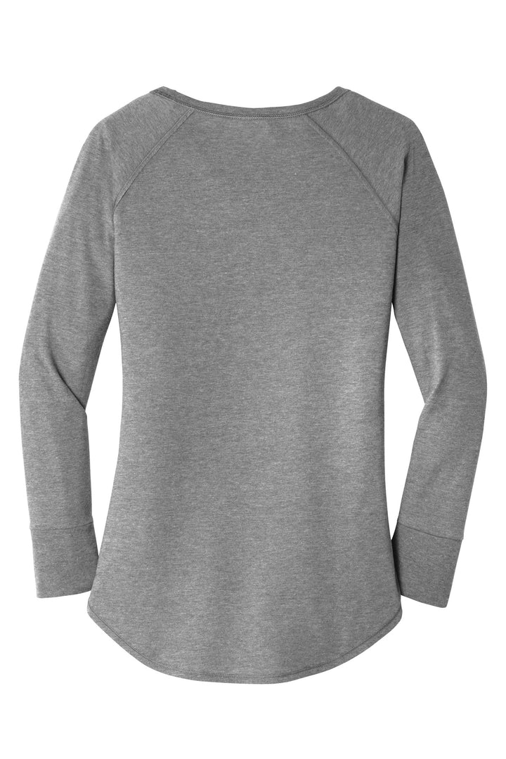 Rear View of Grey Frost District Women's Perfect Tri Long Sleeve Tunic Tee. DT132L