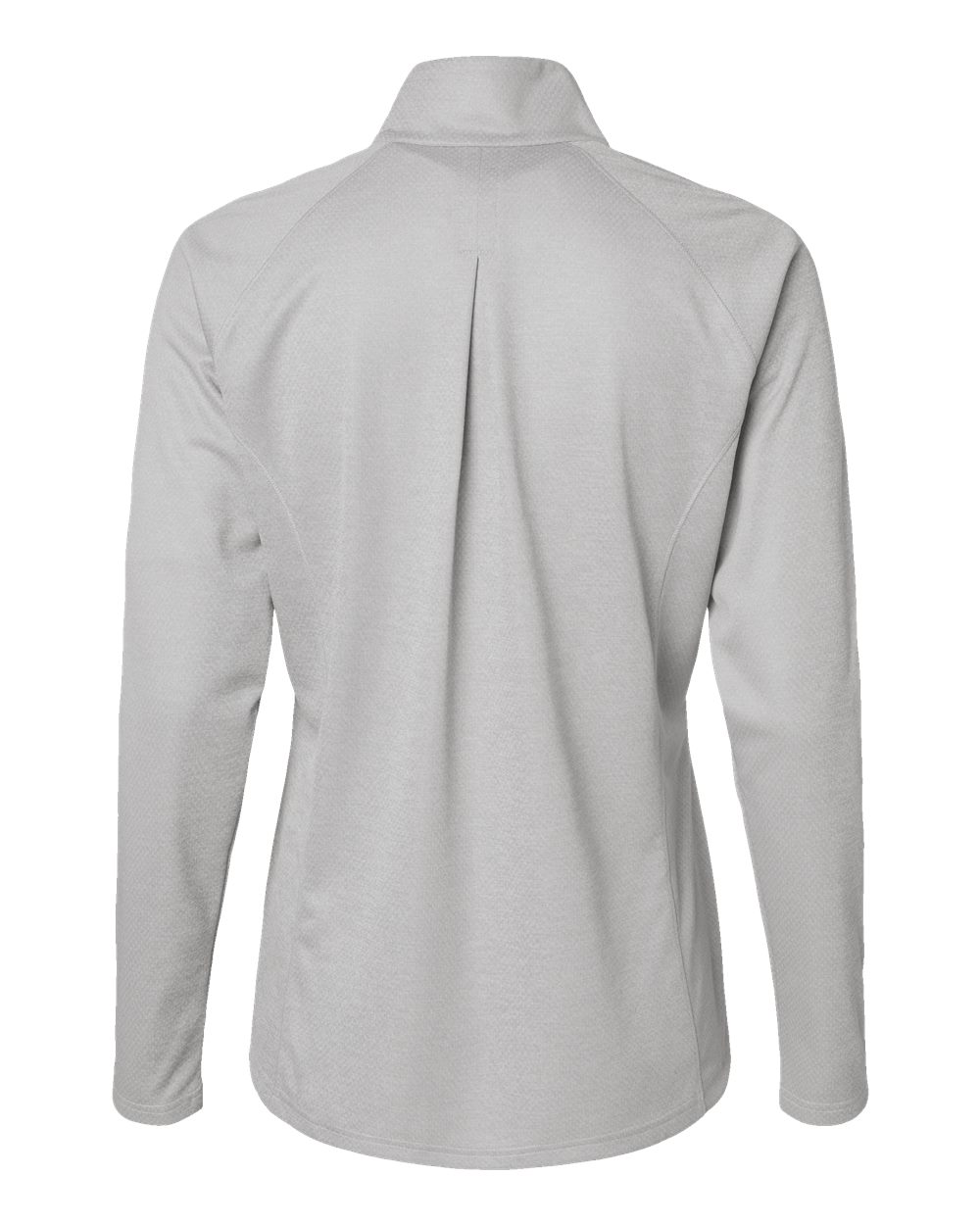 Rear View of Grey One Heather Women's Space Dyed Quarter-Zip Pullover - A594
