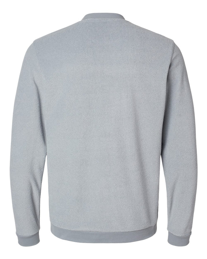 Rear View of Grey Three Crewneck Sweatshirt - A586