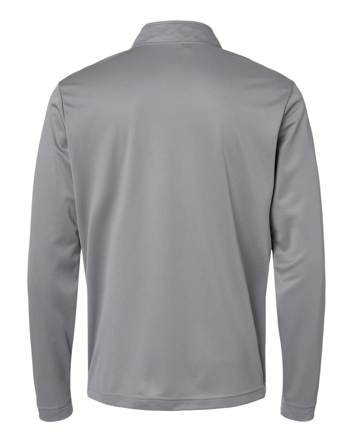 Rear View of Grey Three Lightweight Quarter-Zip Pullover - A401