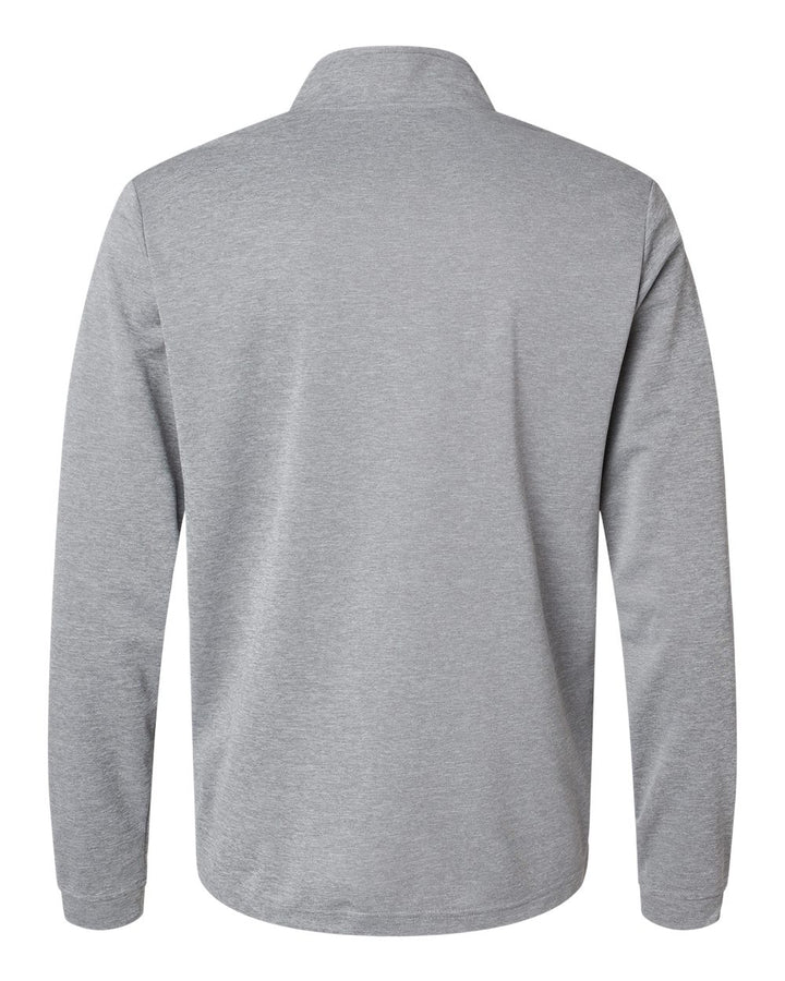 Rear View of Grey Three Melange Lightweight Quarter-Zip Pullover - A401
