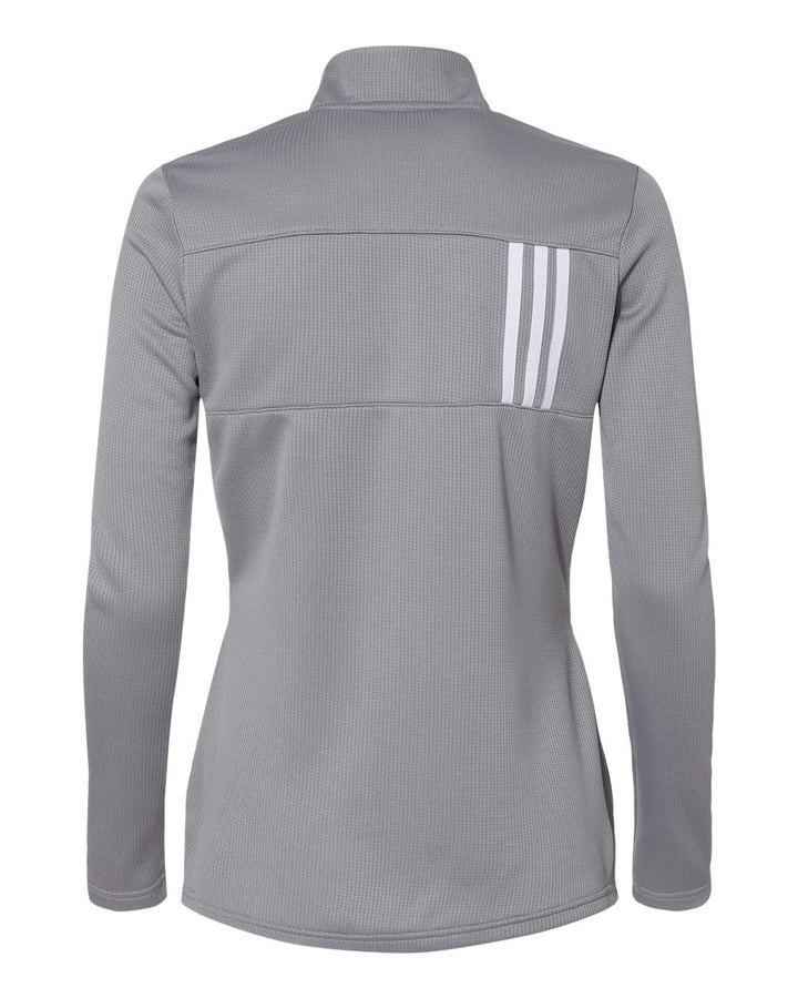 Rear View of Grey Three/ White Women's 3-Stripes Double Knit Full-Zip - A483