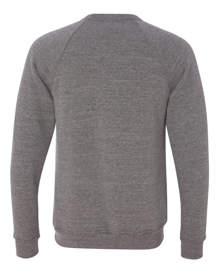 Rear View of Grey Triblend Sponge Fleece Raglan Crewneck Sweatshirt - 3901