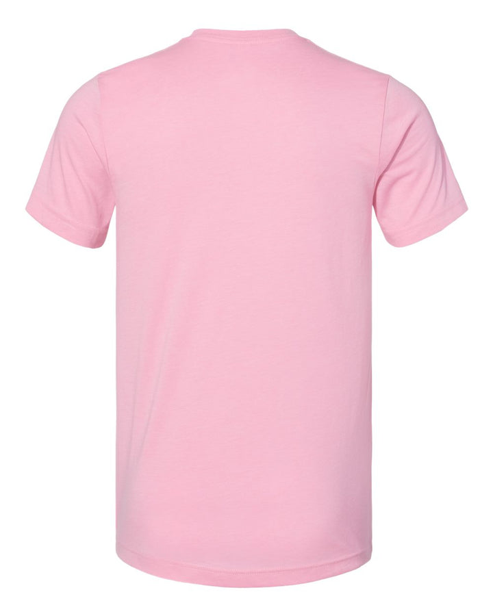 Rear View of Heather Bubble Gum CVC Jersey Tee - 3001CVC