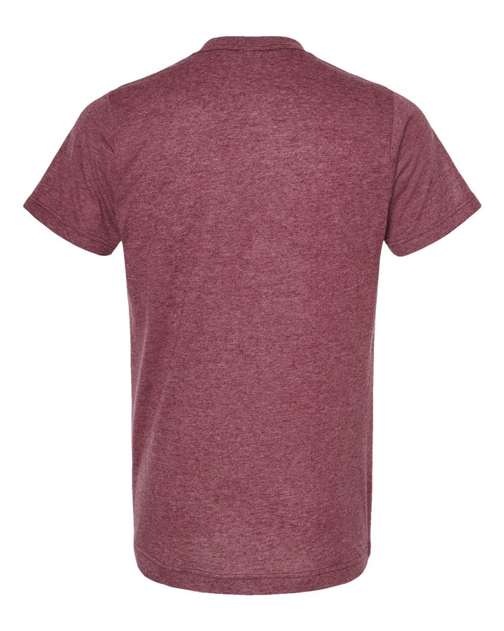 Rear View of Heather Burgundy Poly-Rich T-Shirt - 241