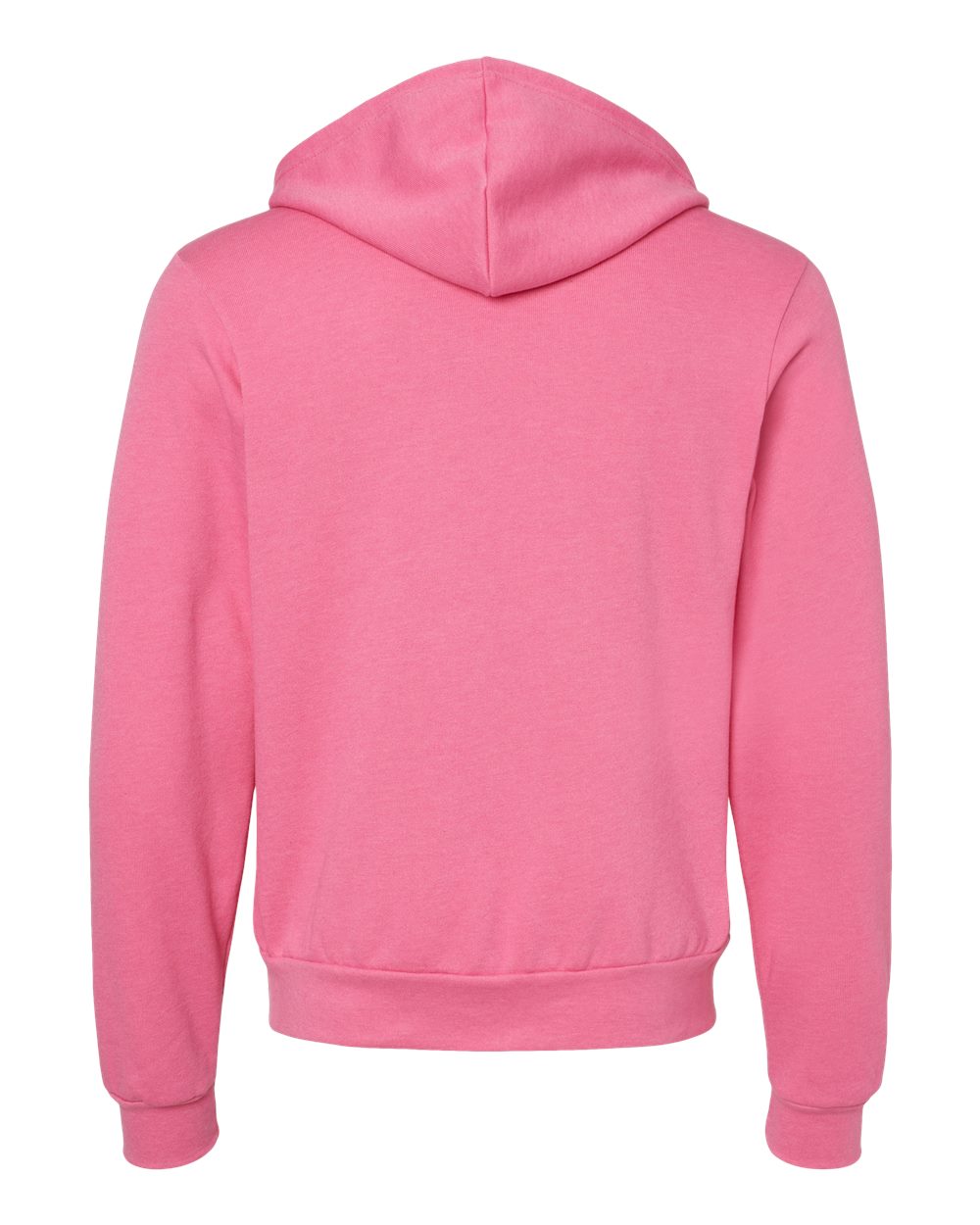 Rear View of Heather Charity Pink Sponge Fleece Full-Zip Hoodie - 3739