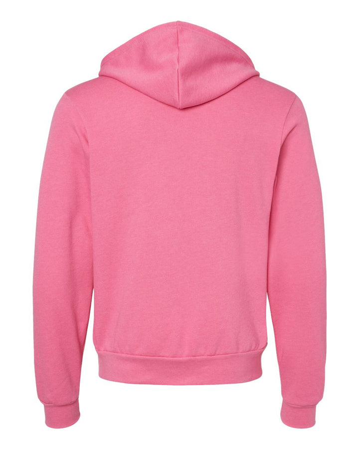 Rear View of Heather Charity Pink Sponge Fleece Full-Zip Hoodie - 3739