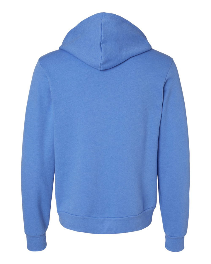 Rear View of Heather Columbia Blue Sponge Fleece Full-Zip Hoodie - 3739