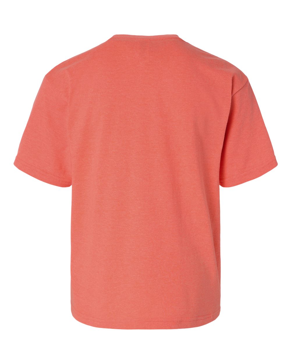 Rear View of Heather Coral Youth Gold Soft Touch T-Shirt - 4850