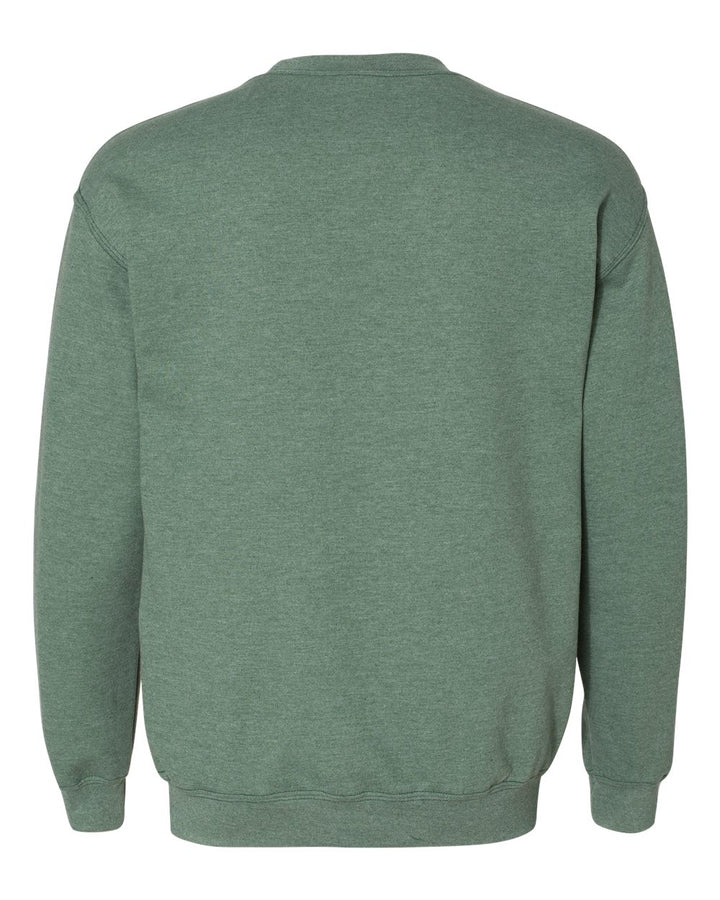 Rear View of Heather Dark Green Heavy Blend™ Crewneck Sweatshirt - 18000