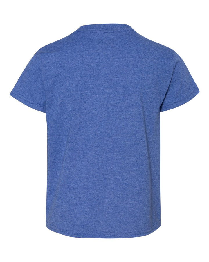 Rear View of Heather Deep Royal DryBlend® Youth T-Shirt - 8000B