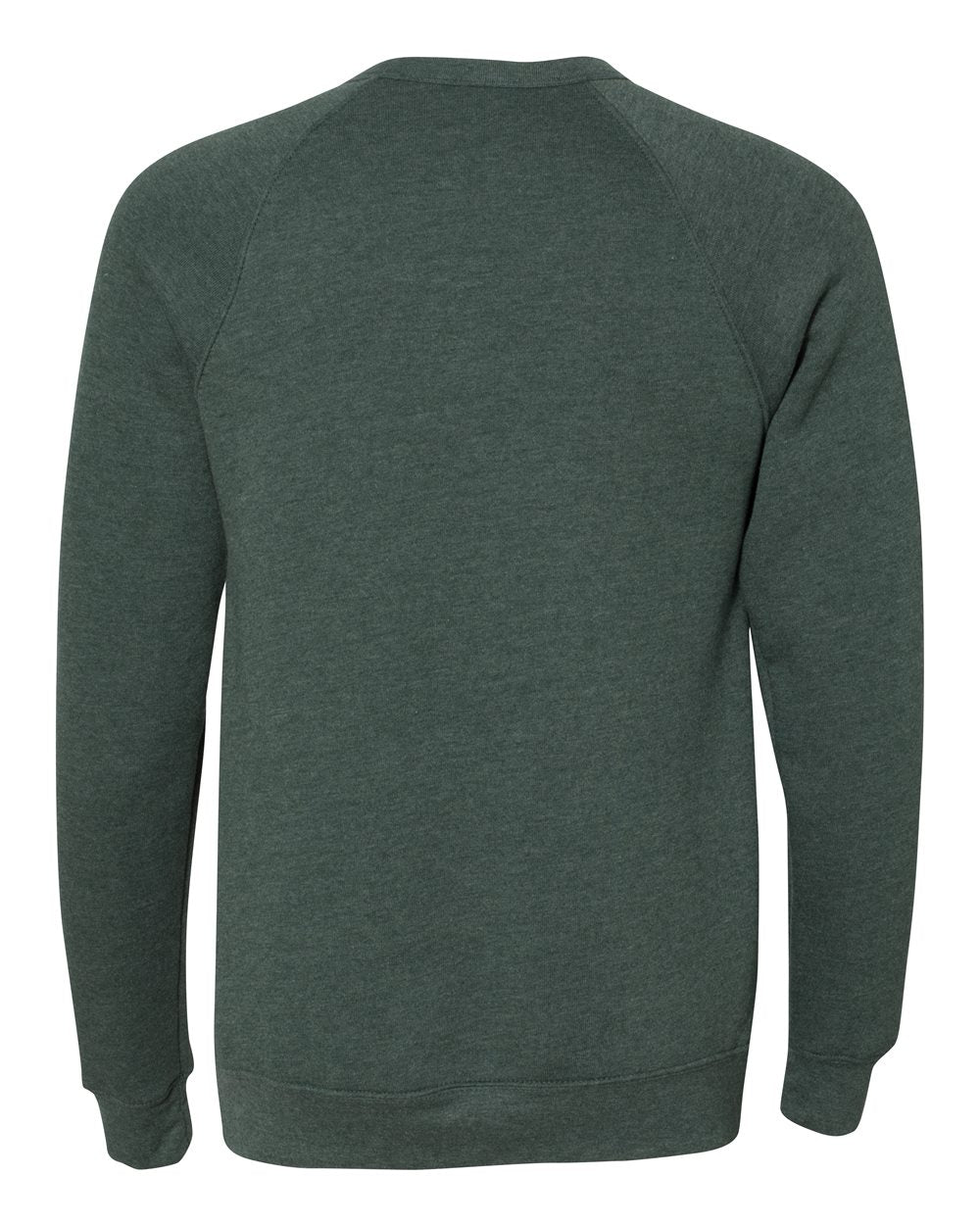 Rear View of Heather Forest Sponge Fleece Raglan Crewneck Sweatshirt - 3901