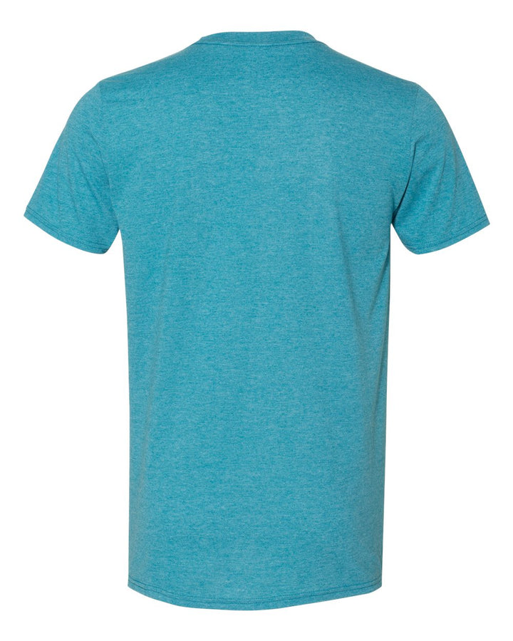 Rear View of Heather Galapagos Blue Softstyle® T-Shirt - 64000